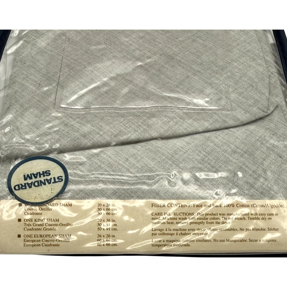 Ralph Lauren (1) Standard Pillow Sham Morgan Heather Light Gray HTF Vintage NOS